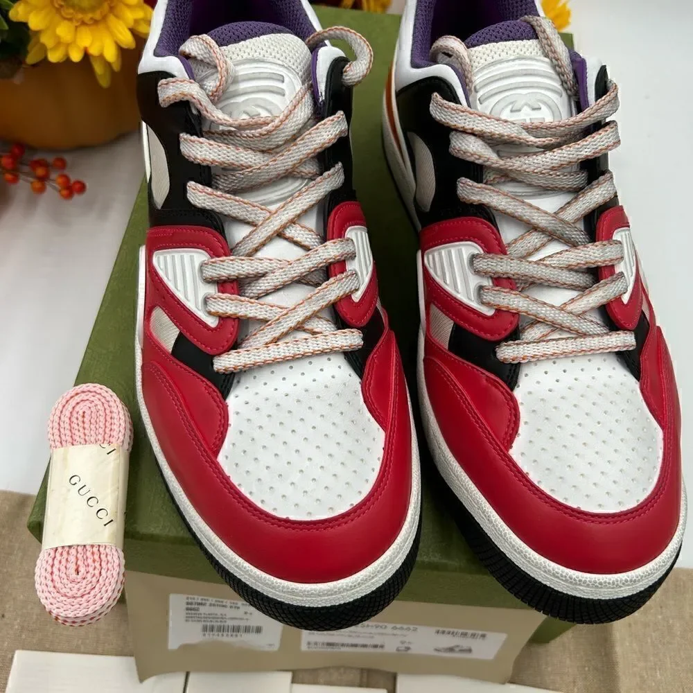 Men’s Gucci basket low top sneakers, size 10.5 fits 11.5 US made in Italy